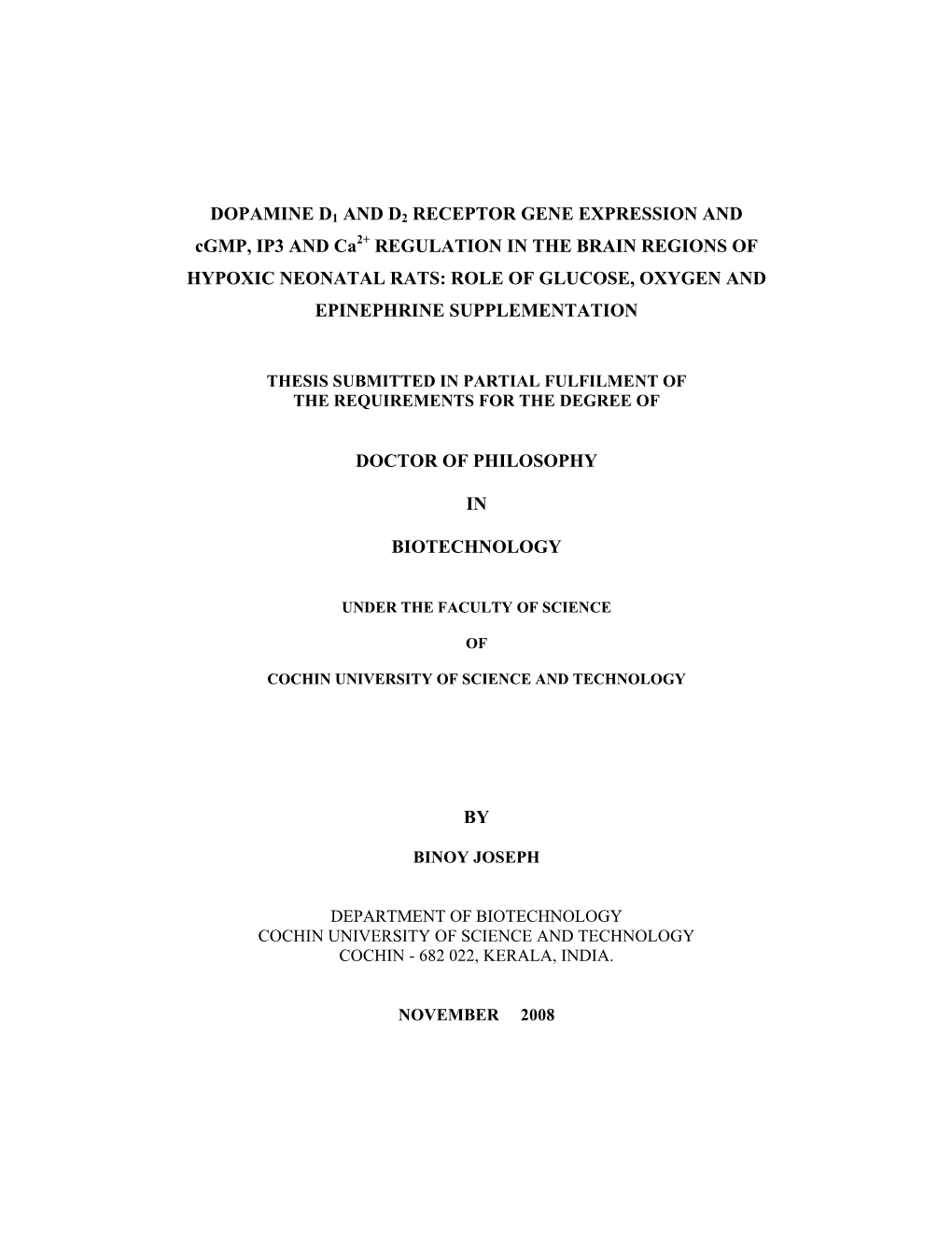 Dopamine D1 and D2 Receptor Gene Expression