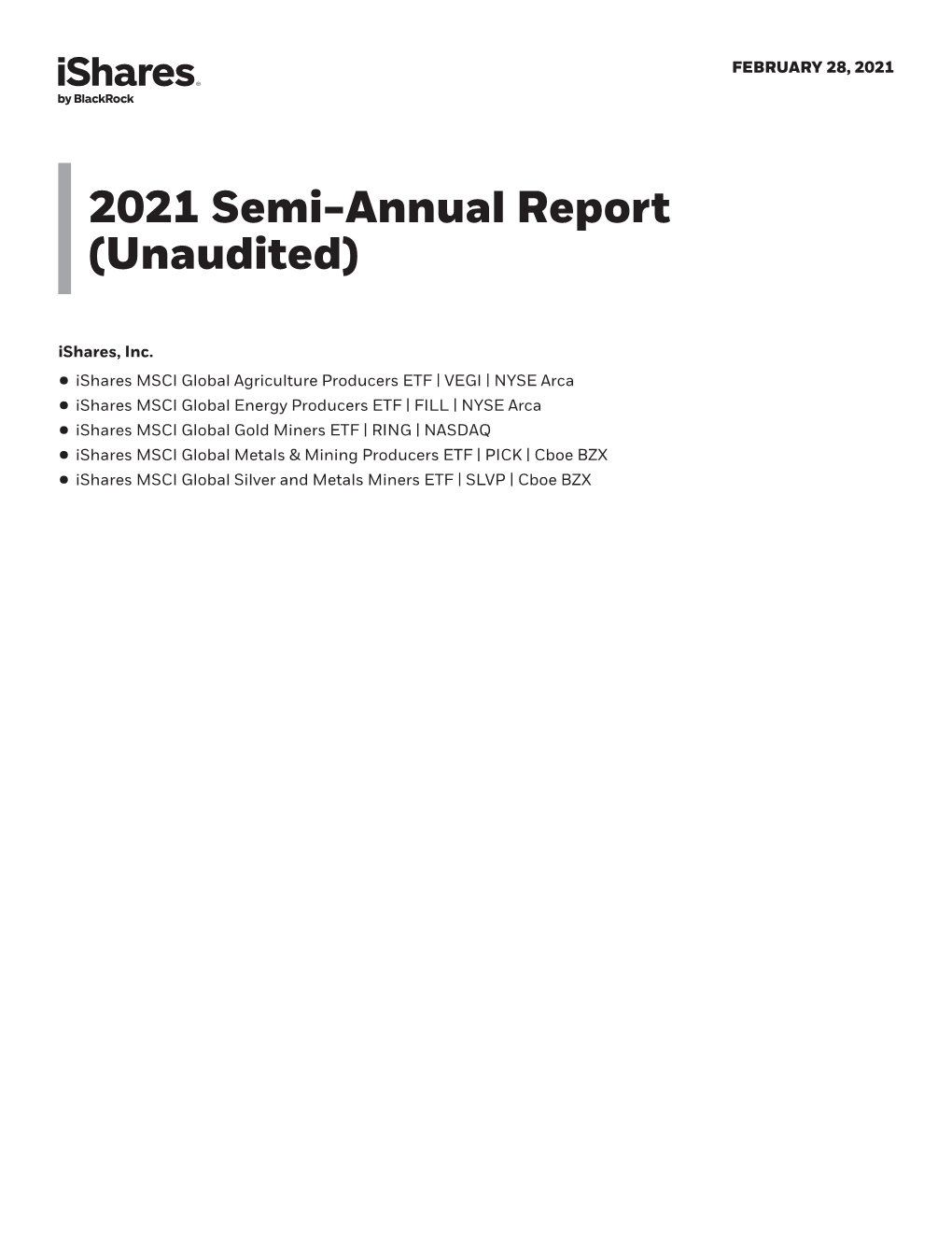 Semi-Annual Report (Unaudited) Ishares, Inc