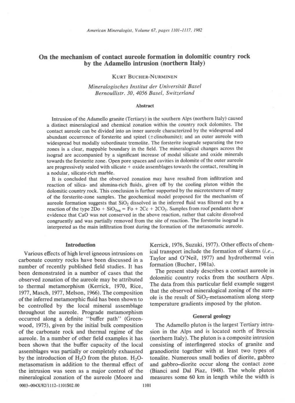 On the Mechanism of Contact Aureole Formation in Dolomitic Country Rock