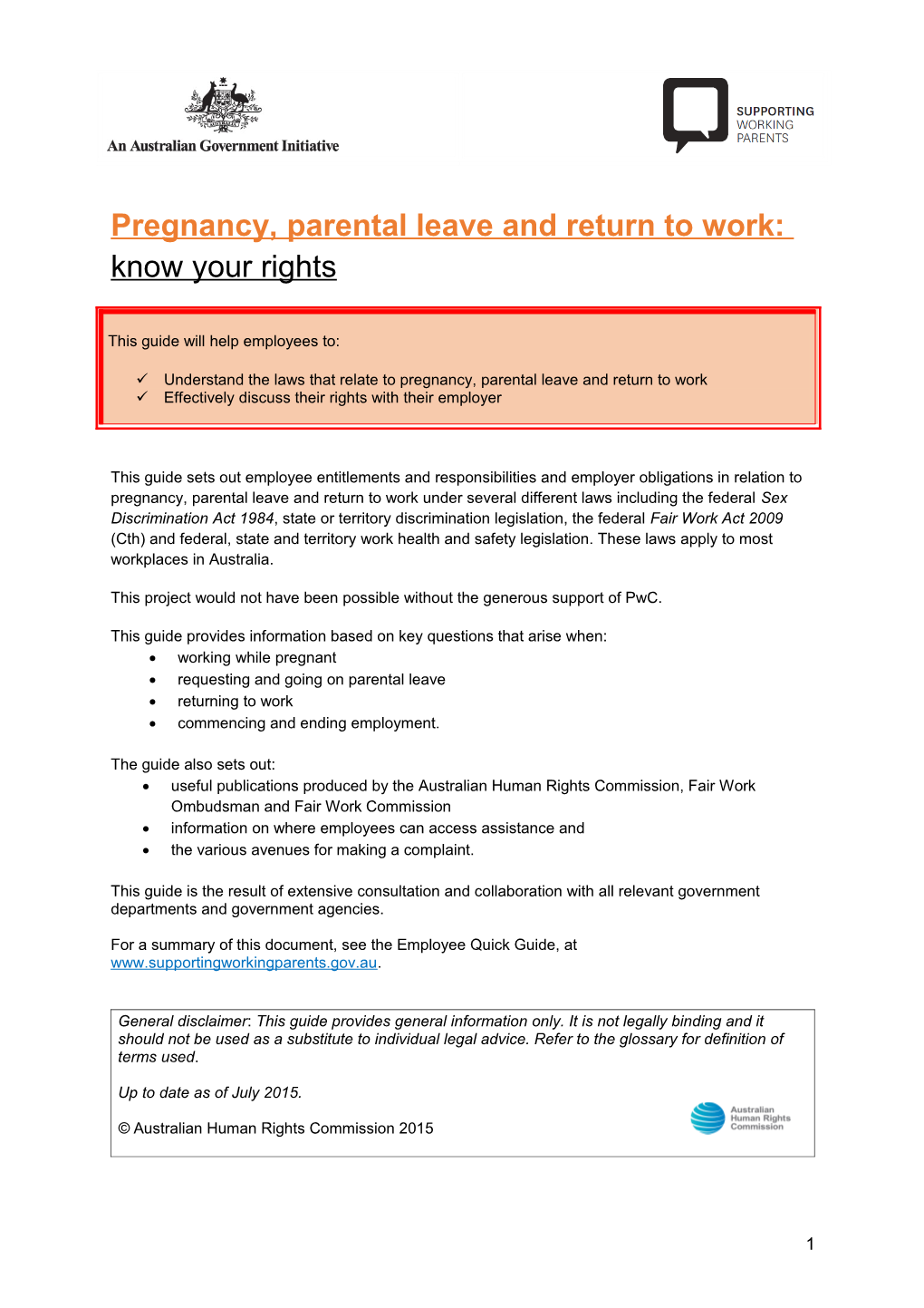 Pregnancy, Parental Leave and Return to Work: Know Your Rights