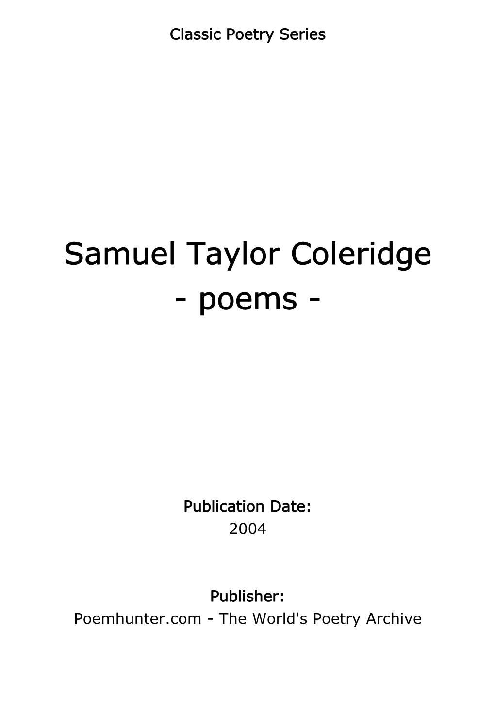 Samuel Taylor Coleridge - Poems