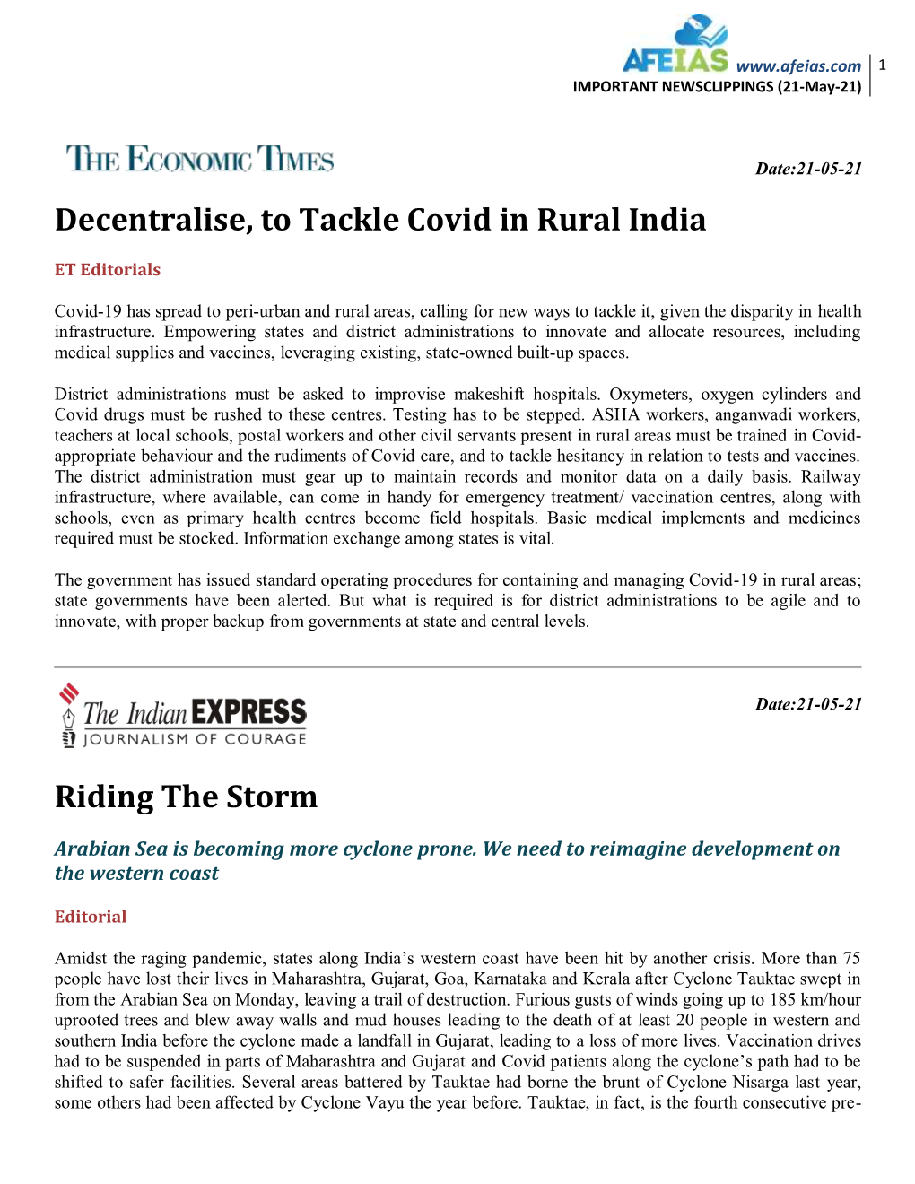 Decentralise, to Tackle Covid in Rural India Riding the Storm