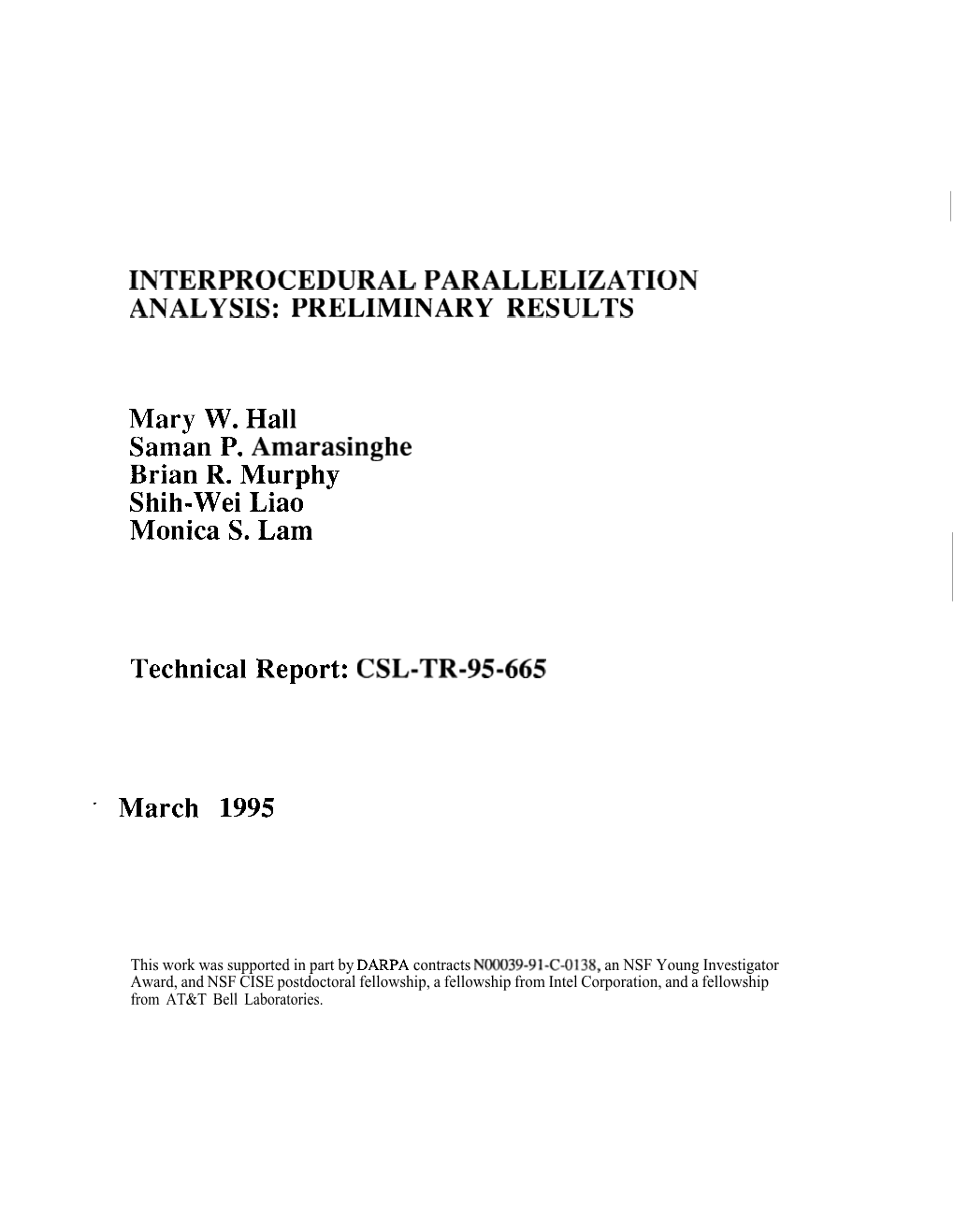 Interprocedural Parallelization Analysis: Preliminary Results