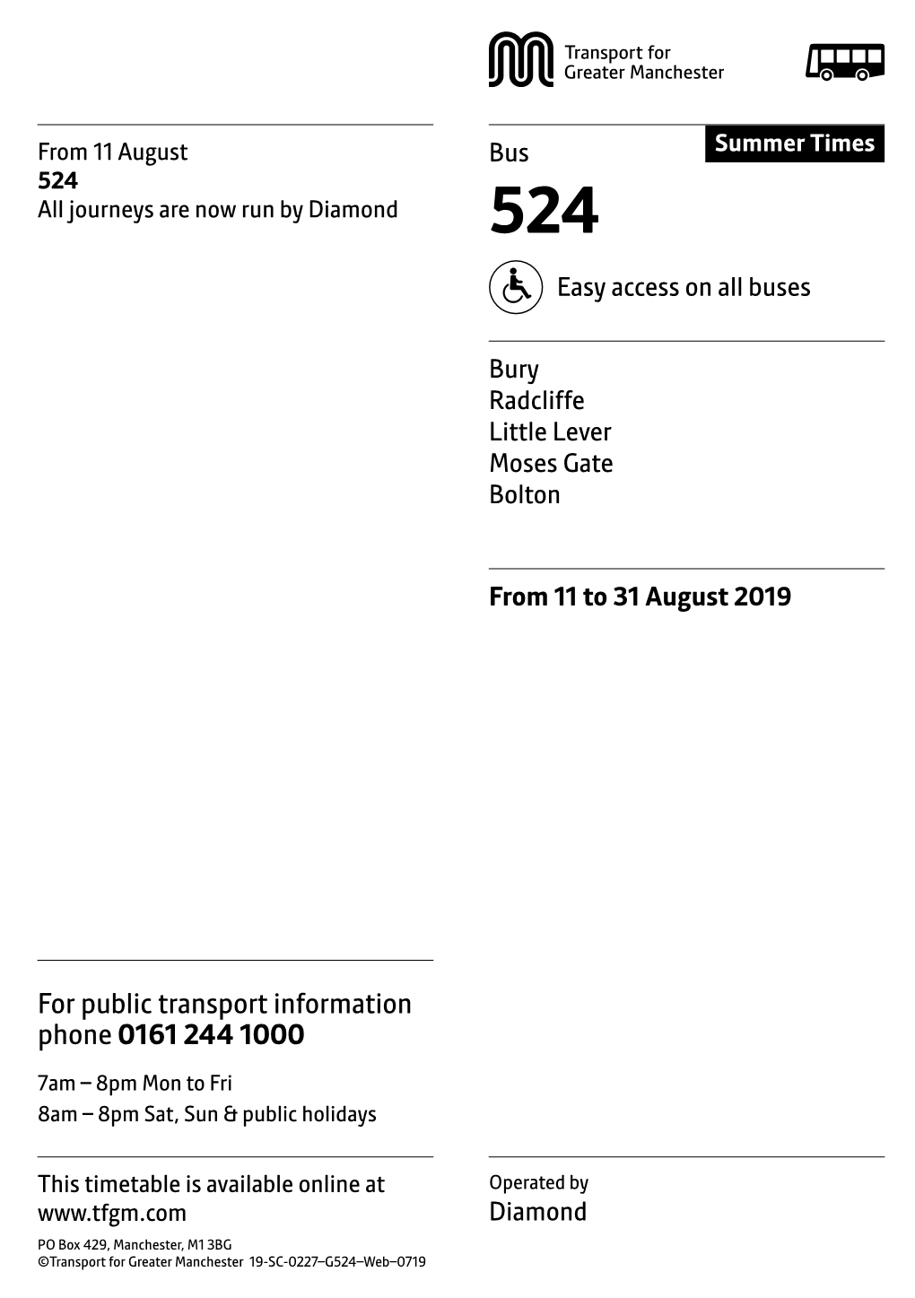 524 All Journeys Are Now Run by Diamond 524