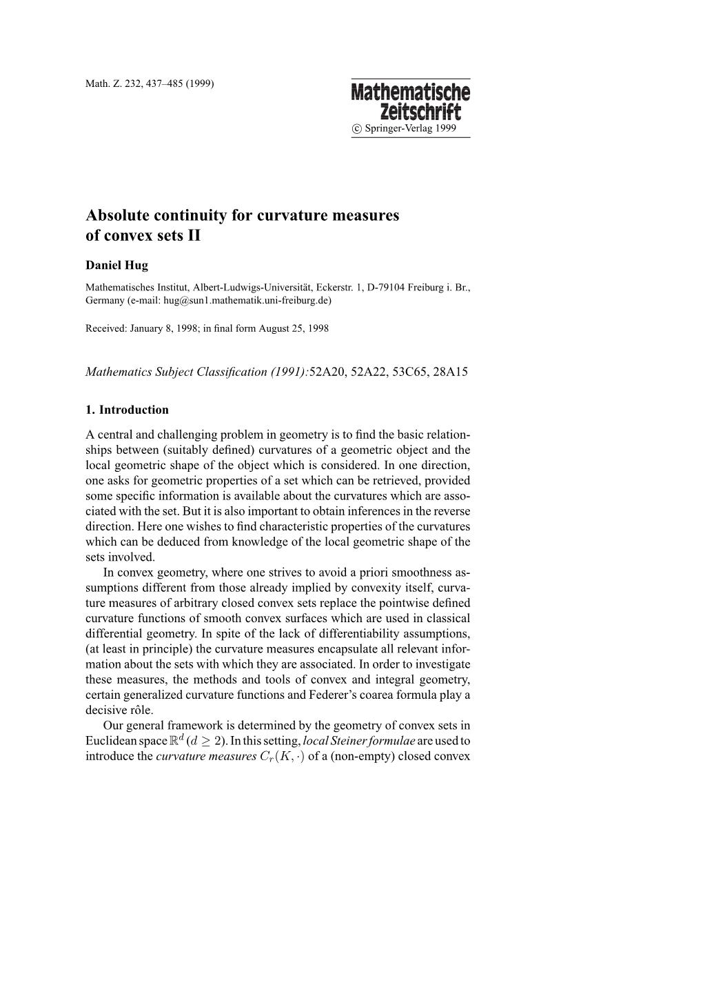 Absolute Continuity for Curvature Measures of Convex Sets II