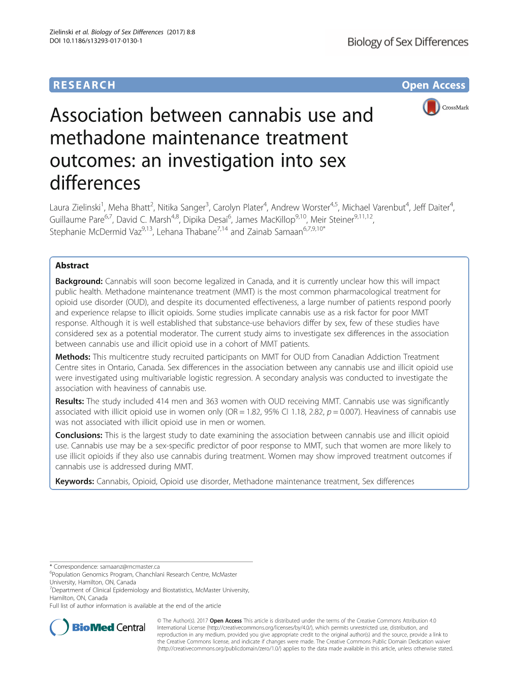 Association Between Cannabis Use and Methadone