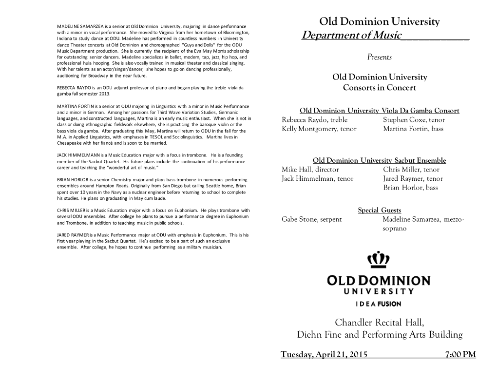 Old Dominion University Consorts in Concert: Old Dominion University