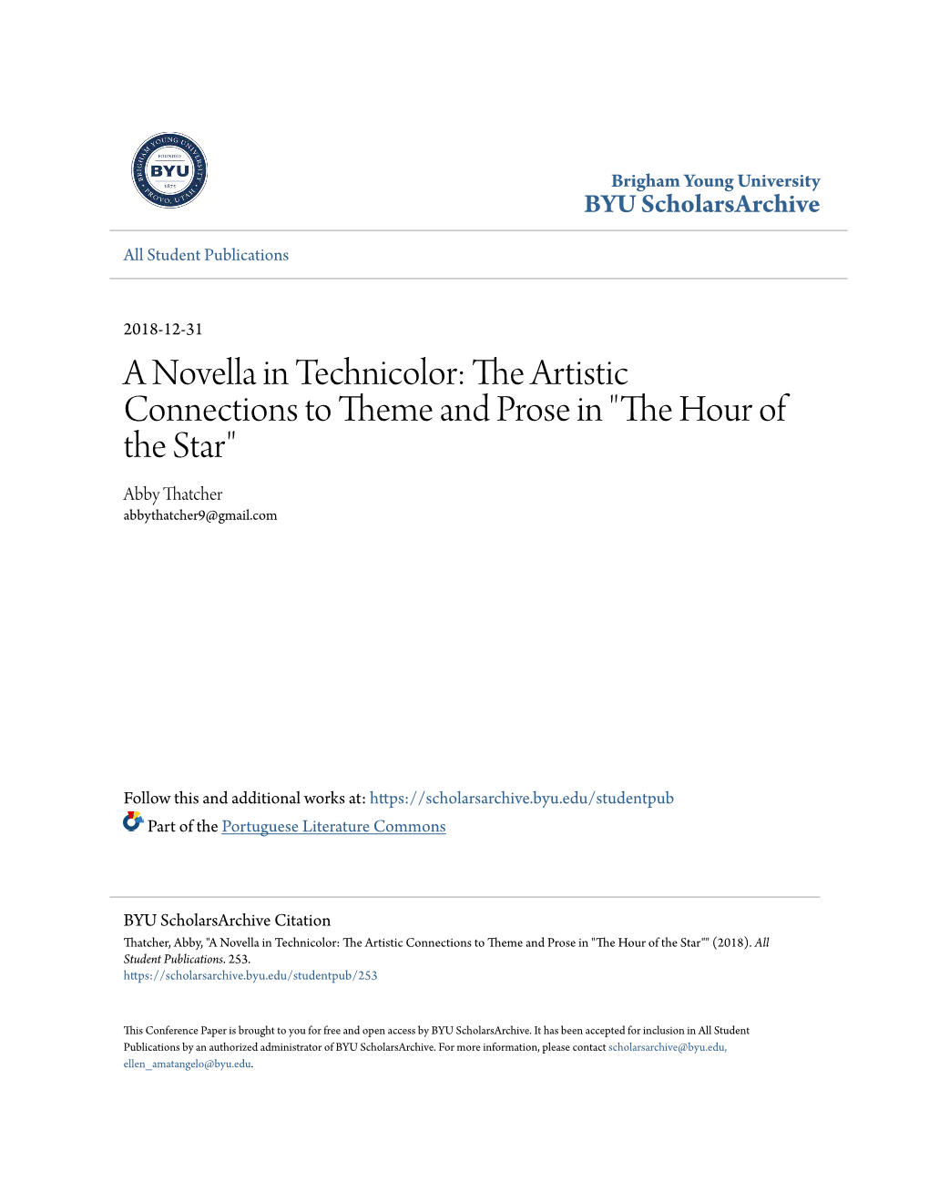 A Novella in Technicolor: the Artistic Connections to Theme and Prose in 