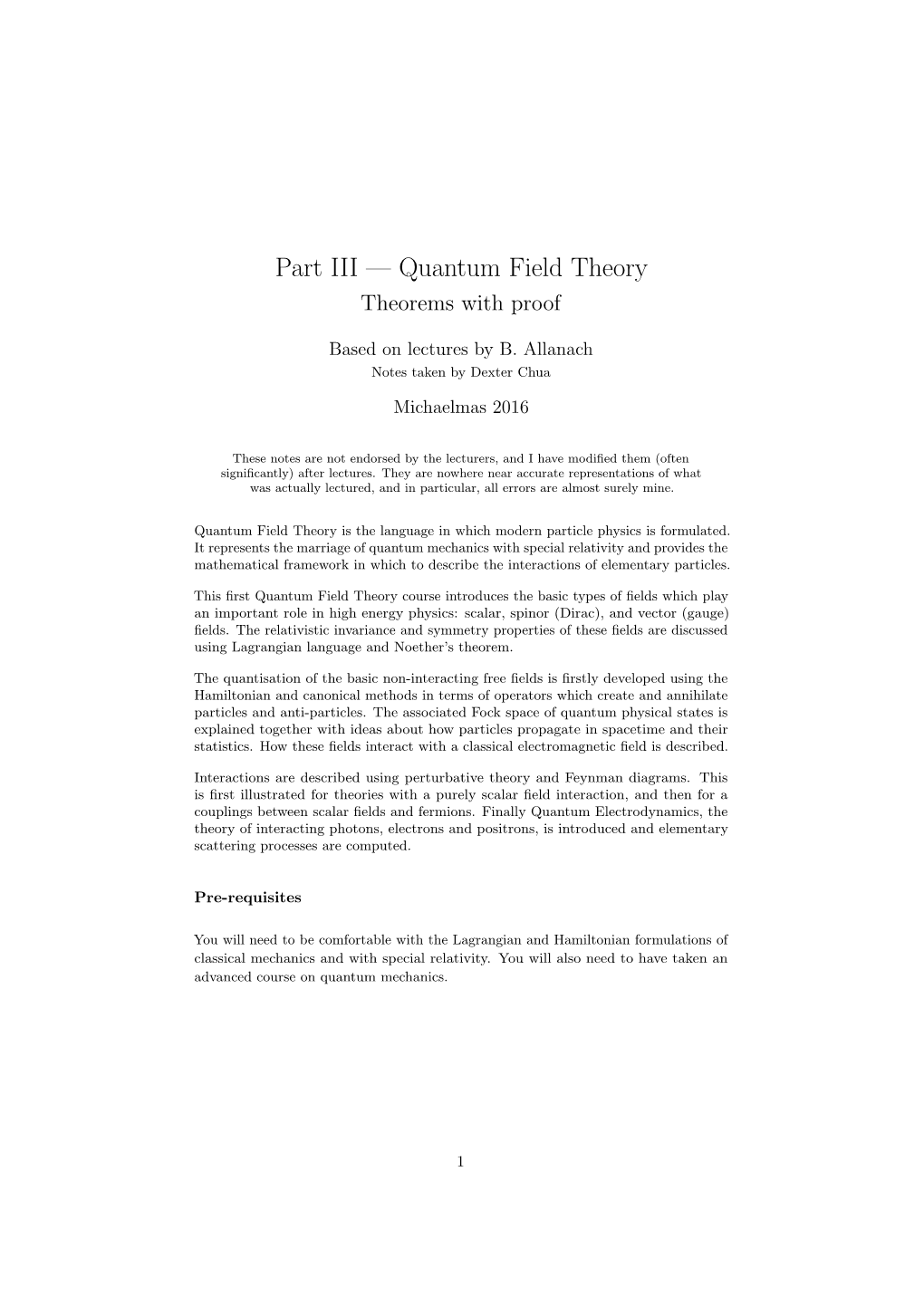 Part III — Quantum Field Theory Theorems with Proof