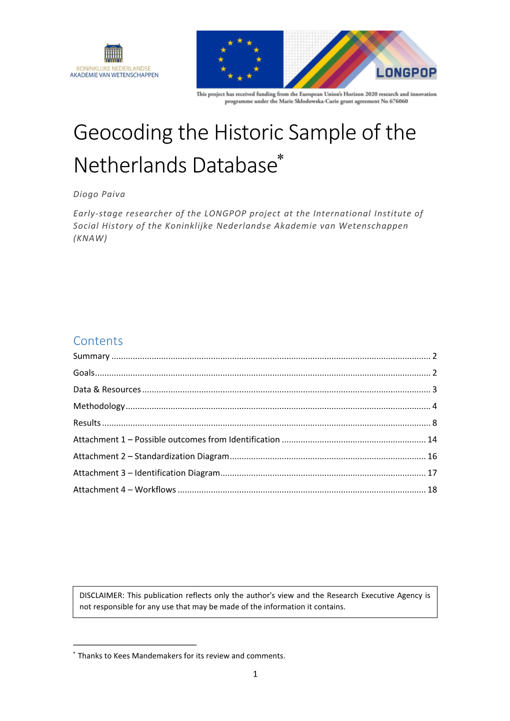 Geocoding the Historic Sample of the Netherlands Database