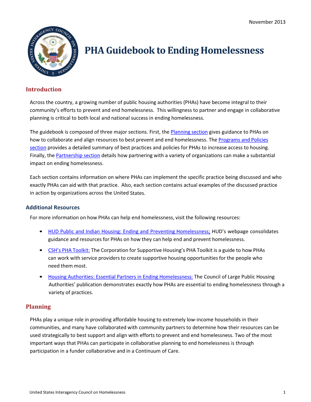 PHA Guidebook to Ending Homelessness