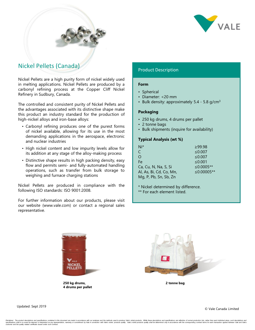 Nickel Pellets (Canada) Product Description