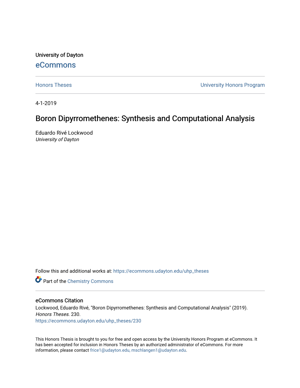 Boron Dipyrromethenes: Synthesis and Computational Analysis