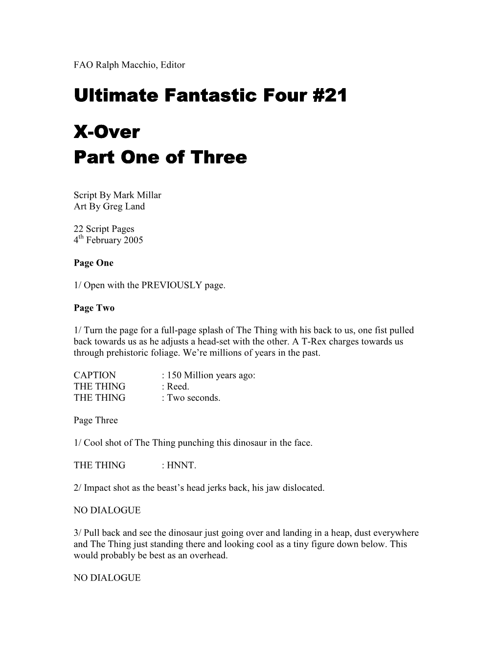 Ultimate Fantastic Four #21 Ultimate Fantastic Four #21 X-Over Part One