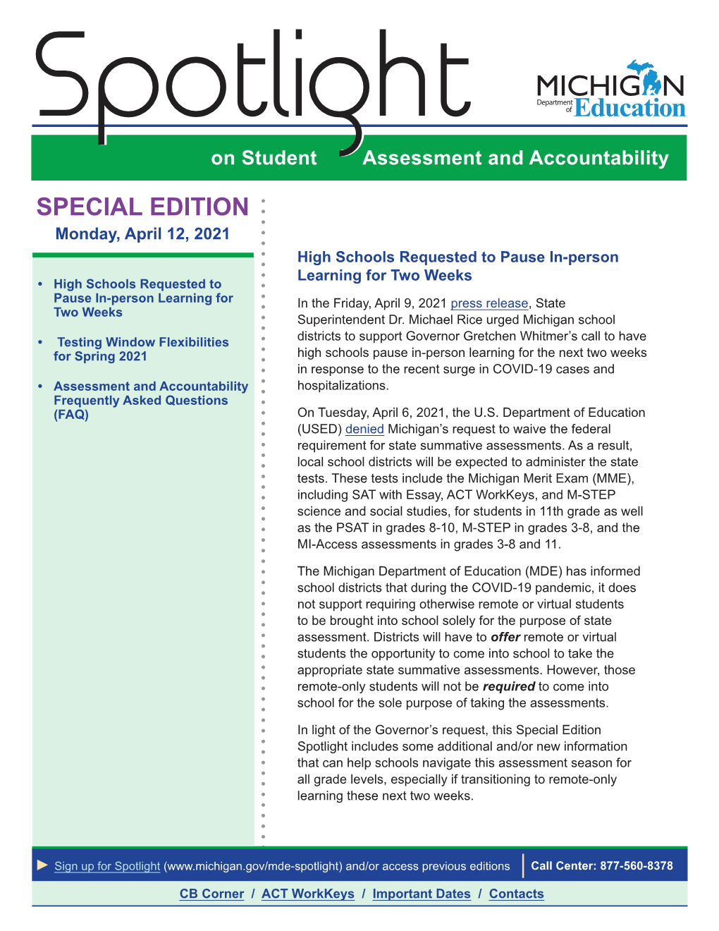 Spotlight on Student Assessment and Accessibility