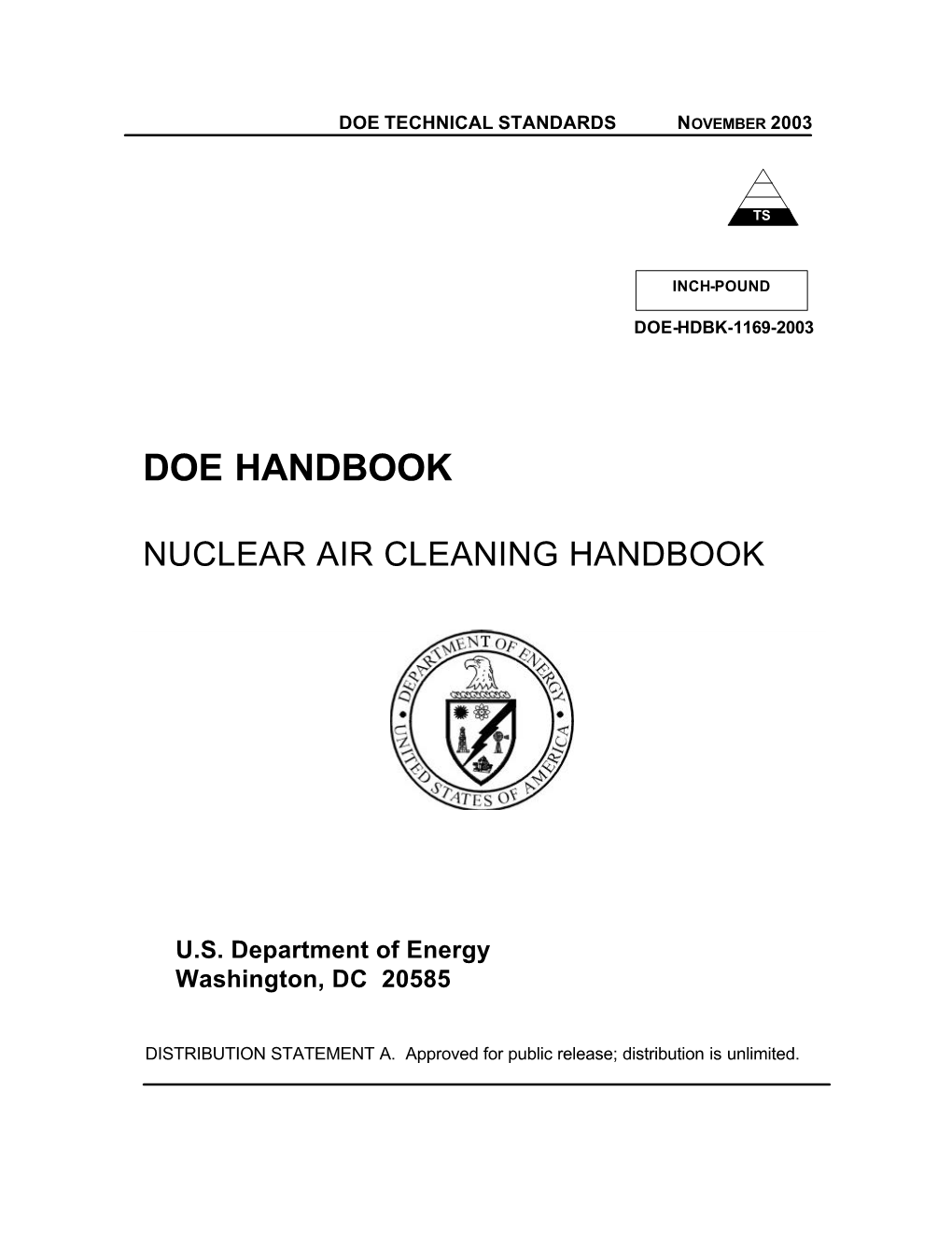 DOE-HDBK-1169-2003; DOE Handbook Nuclear Air Cleaning Handbook