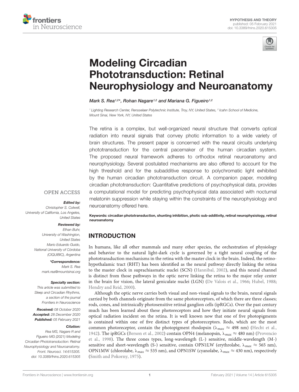 Modeling Circadian Phototransduction: Retinal Neurophysiology and Neuroanatomy
