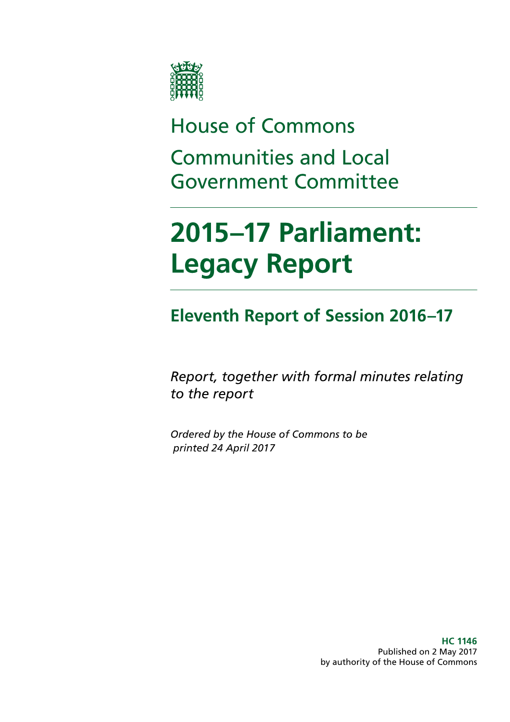 2015–17 Parliament: Legacy Report