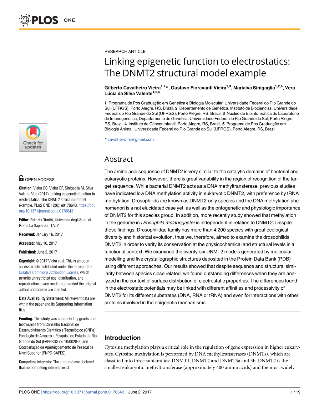 Linking Epigenetic Function to Electrostatics: the DNMT2 Structural Model Example