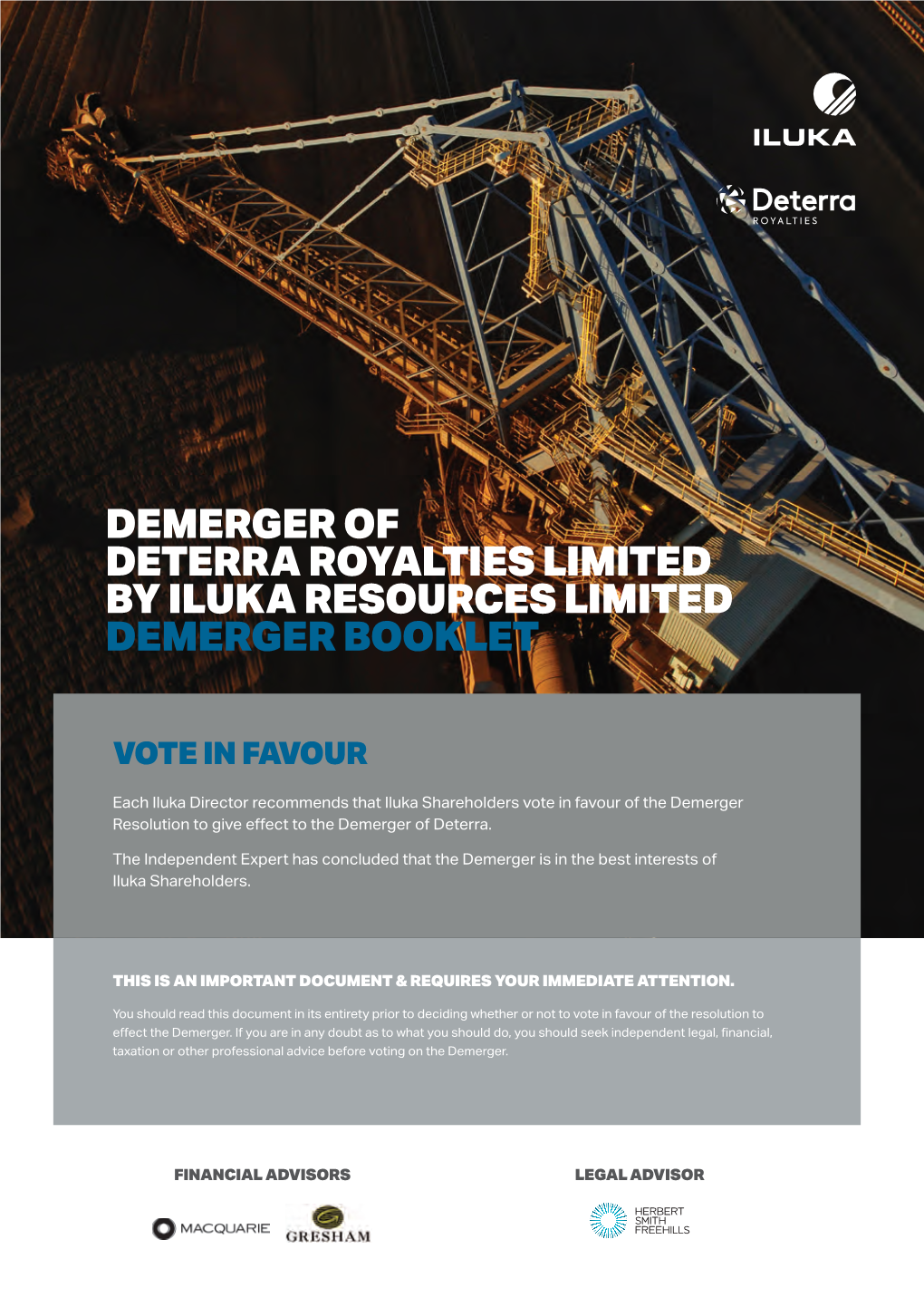 Demerger of Deterra Royalties Limited by Iluka Resources Limited Demerger Booklet