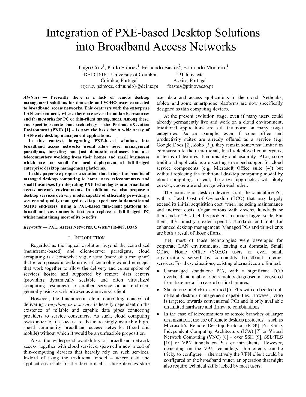 Integration of PXE-Based Desktop Solutions Into Broadband Access Networks