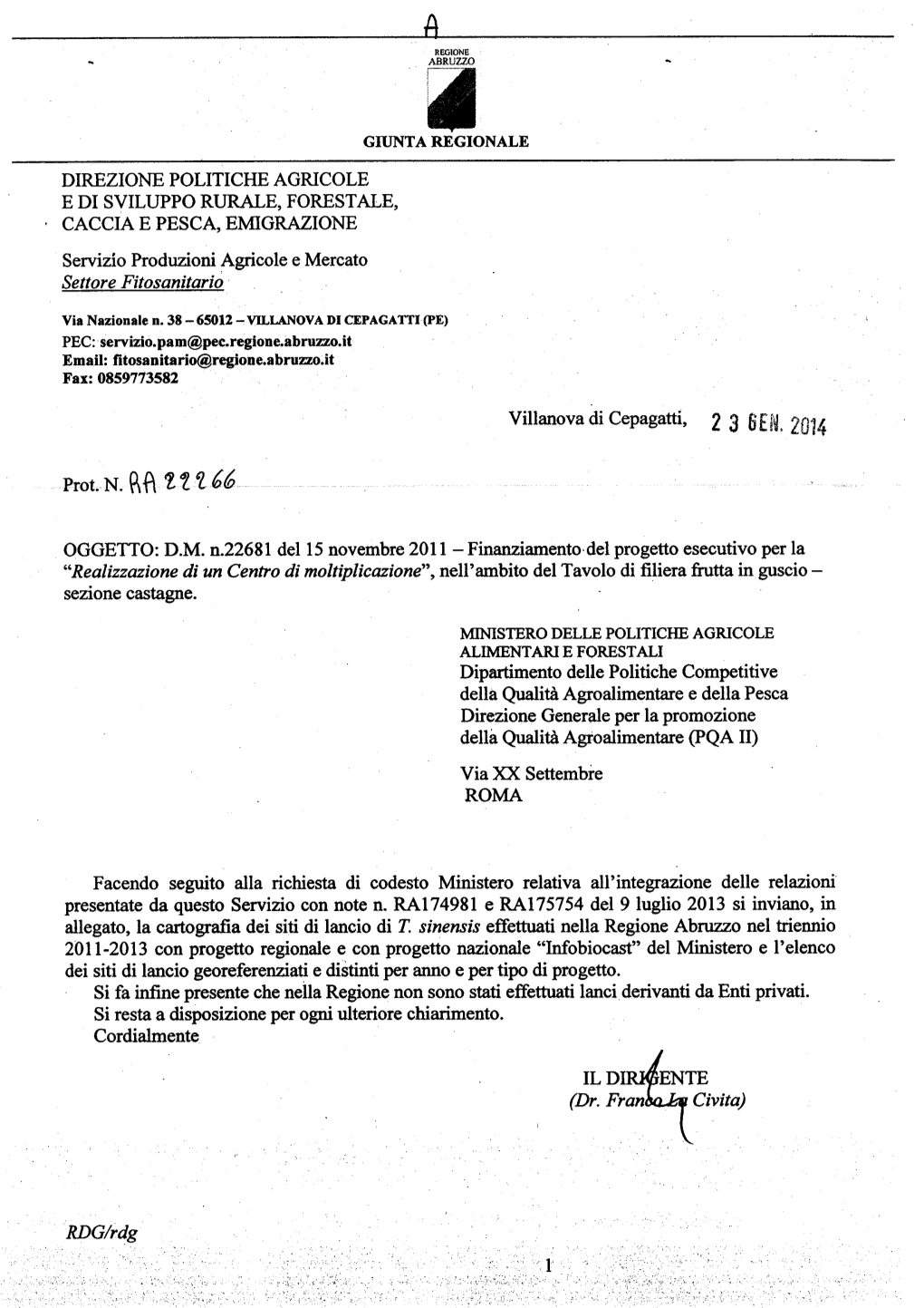 Regione Abruzzo – Servizio Fitosanitario