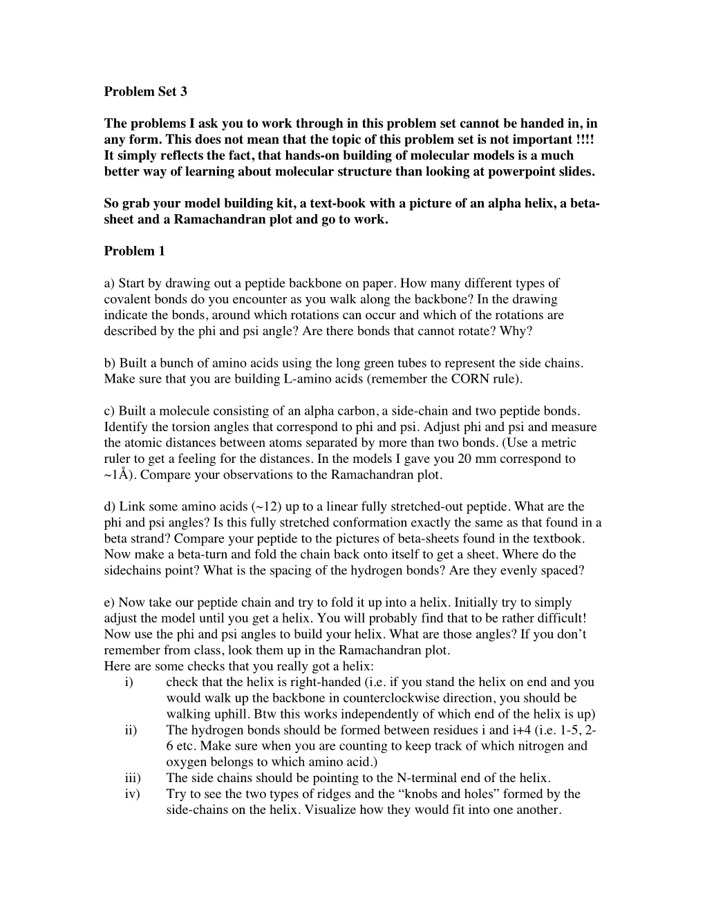 Problem Set 3 the Problems I Ask You to Work Through in This Problem Set