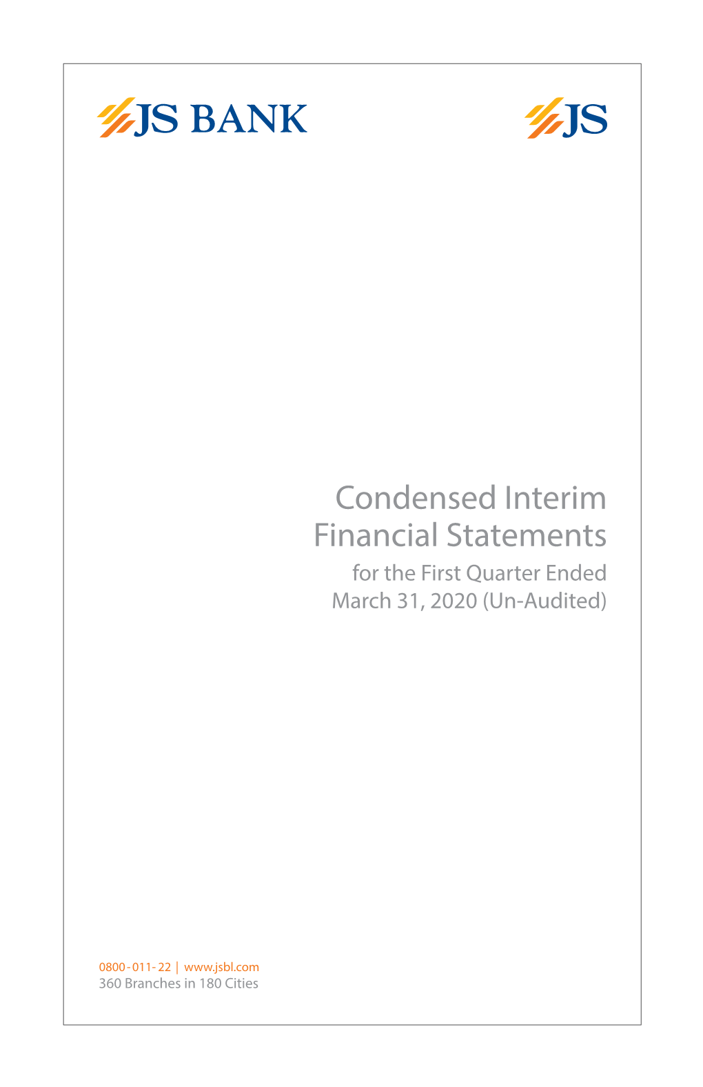 Condensed Interim Financial Statements for the First Quarter Ended March 31, 2020 (Un-Audited)