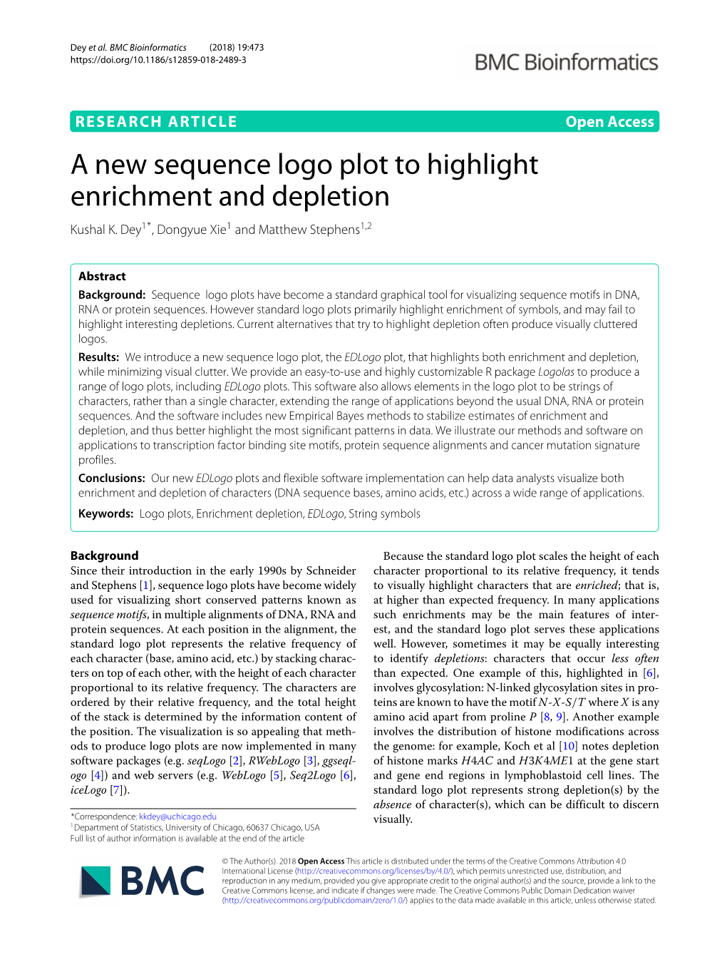 A New Sequence Logo Plot to Highlight Enrichment and Depletion Kushal K