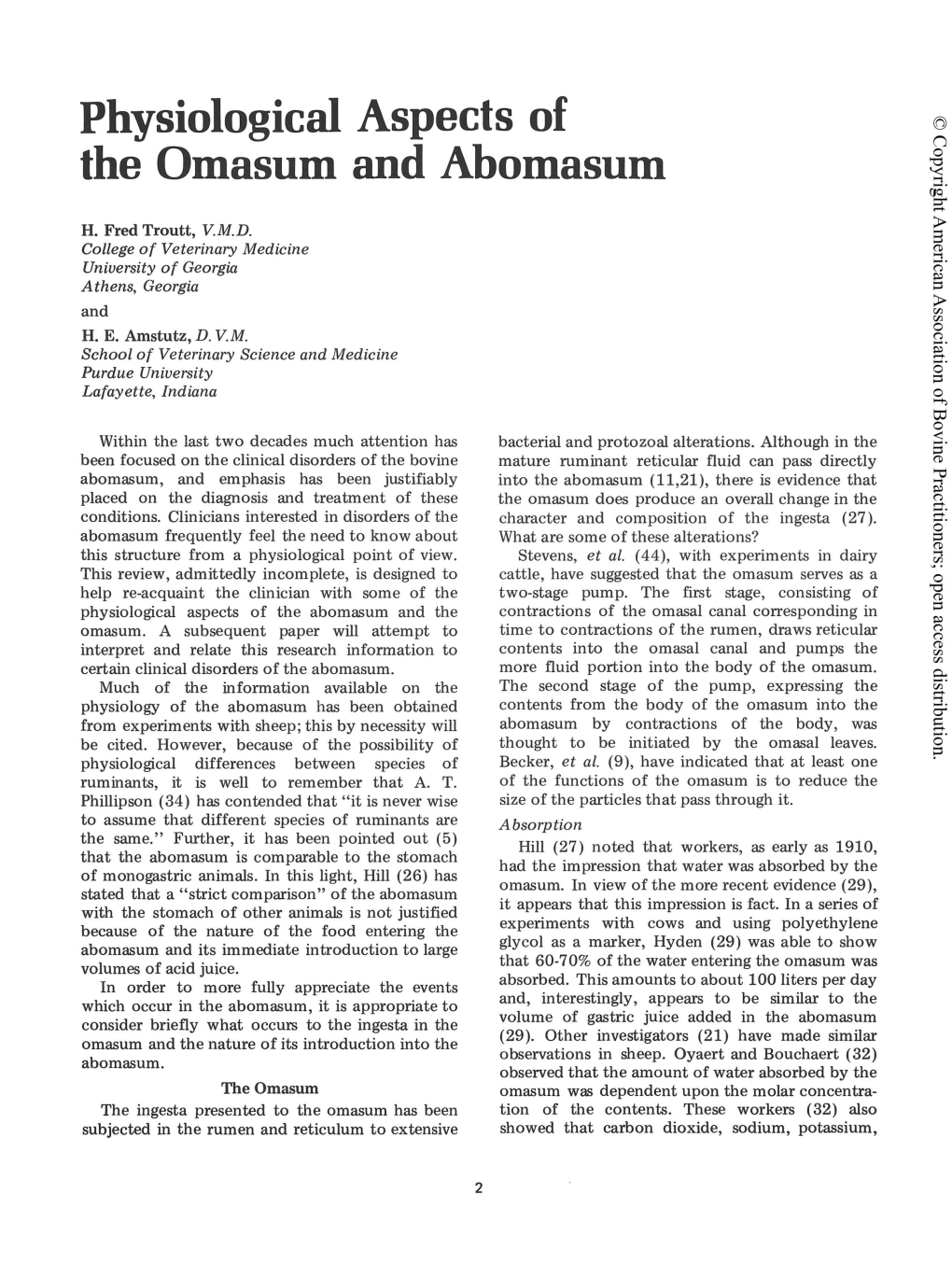 Physiological Aspects of the Omasum and Abomasum