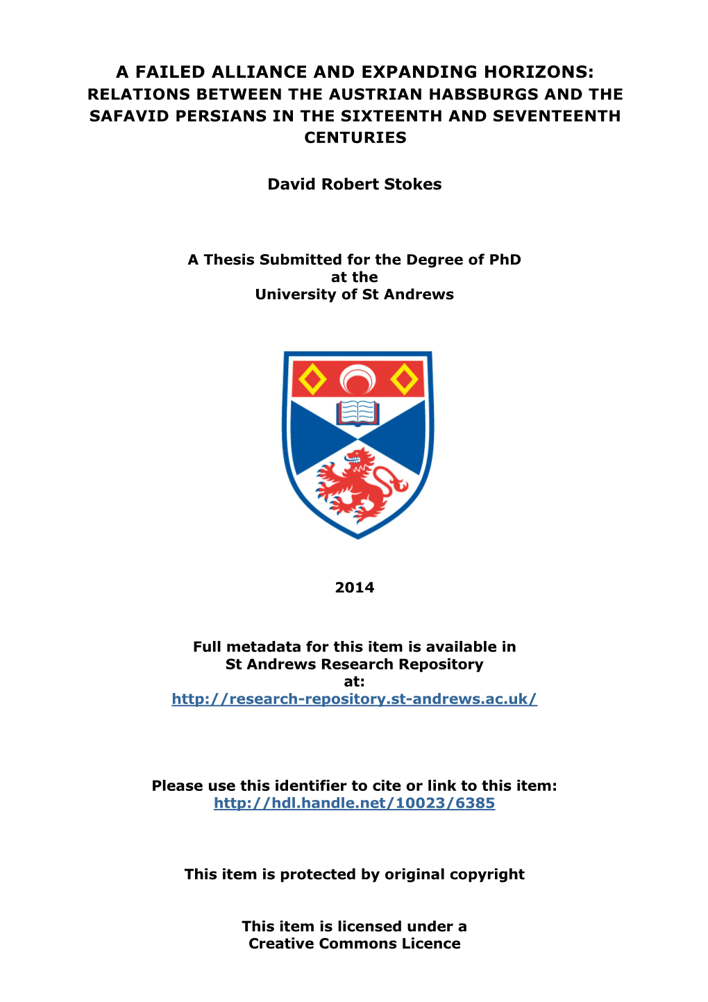 David Robert Stokes Phd Thesis