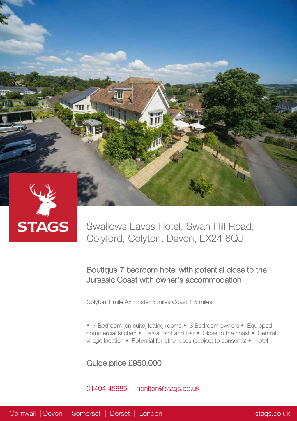 Swallows Eaves Hotel, Swan Hill Road, Colyford, Colyton, Devon, EX24 6QJ