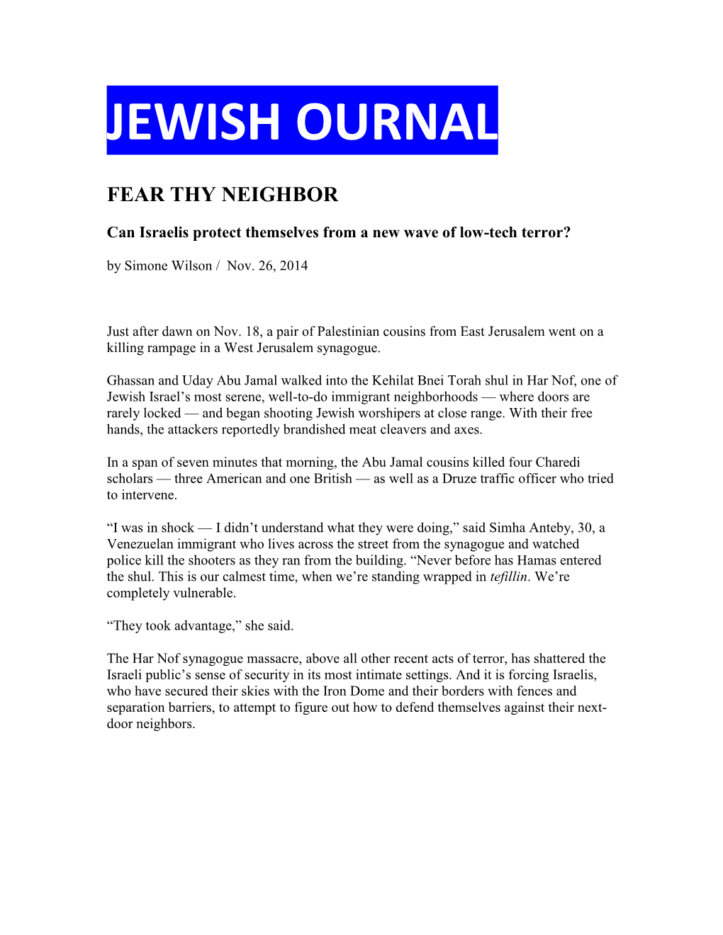 Jewish Ournal