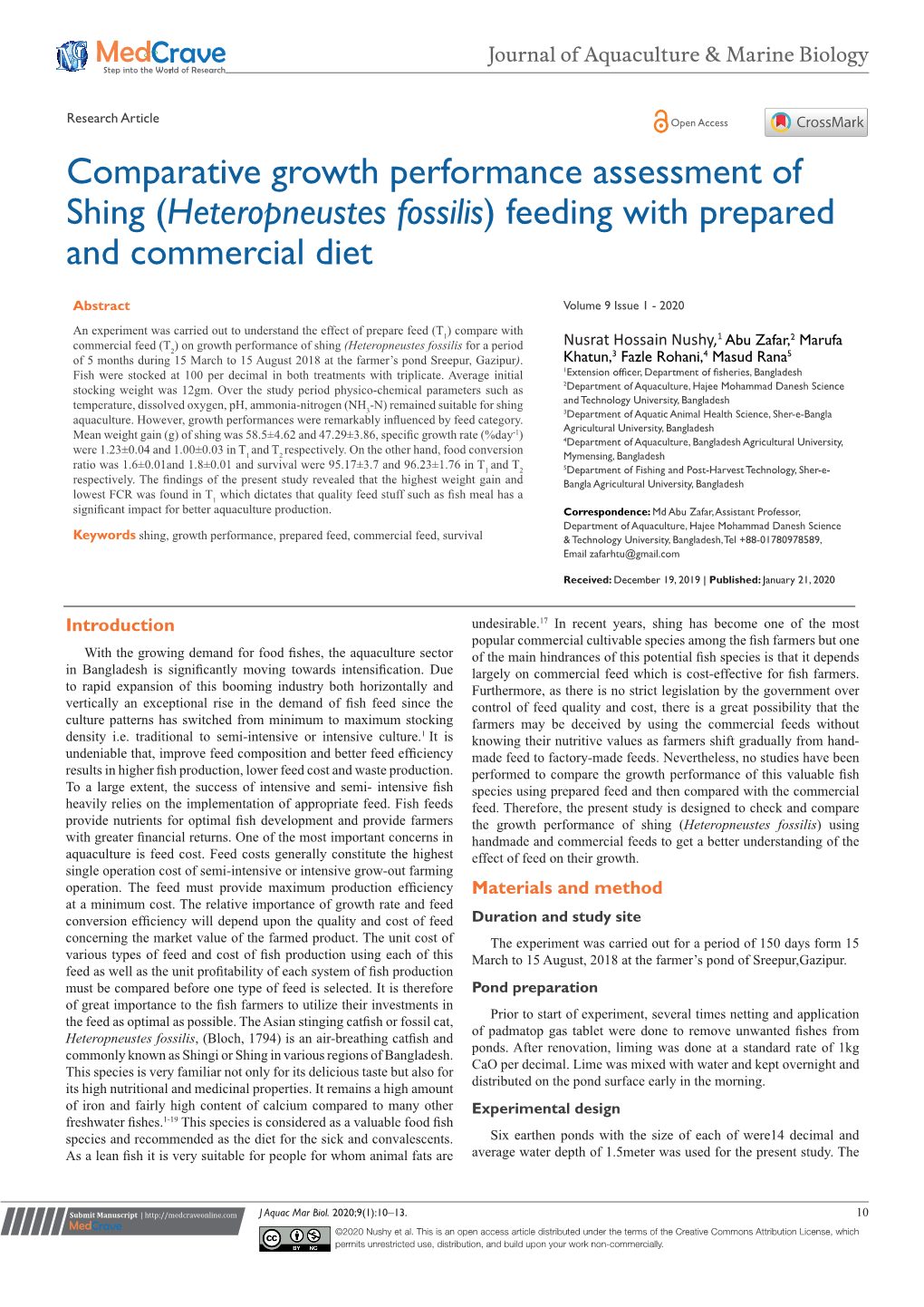 Heteropneustes Fossilis) Feeding with Prepared and Commercial Diet