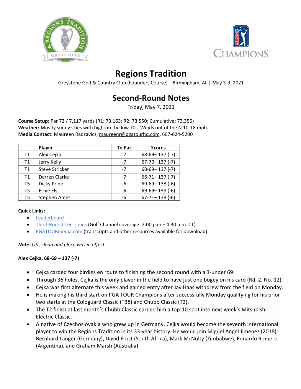 Regions Tradition Greystone Golf & Country Club (Founders Course) | Birmingham, AL | May 3-9, 2021