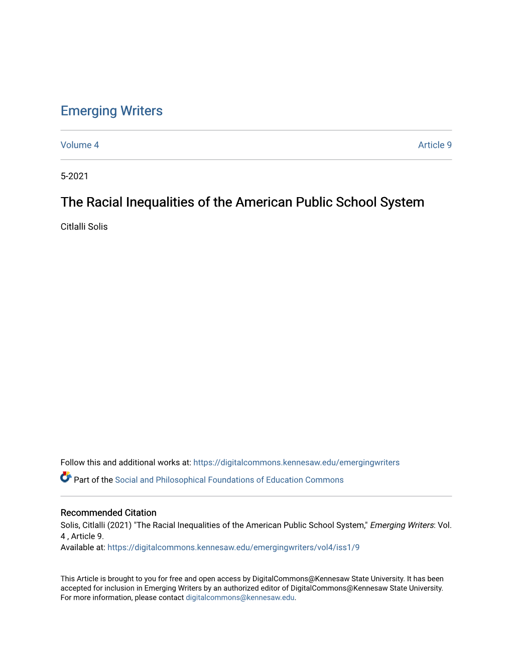 The Racial Inequalities of the American Public School System