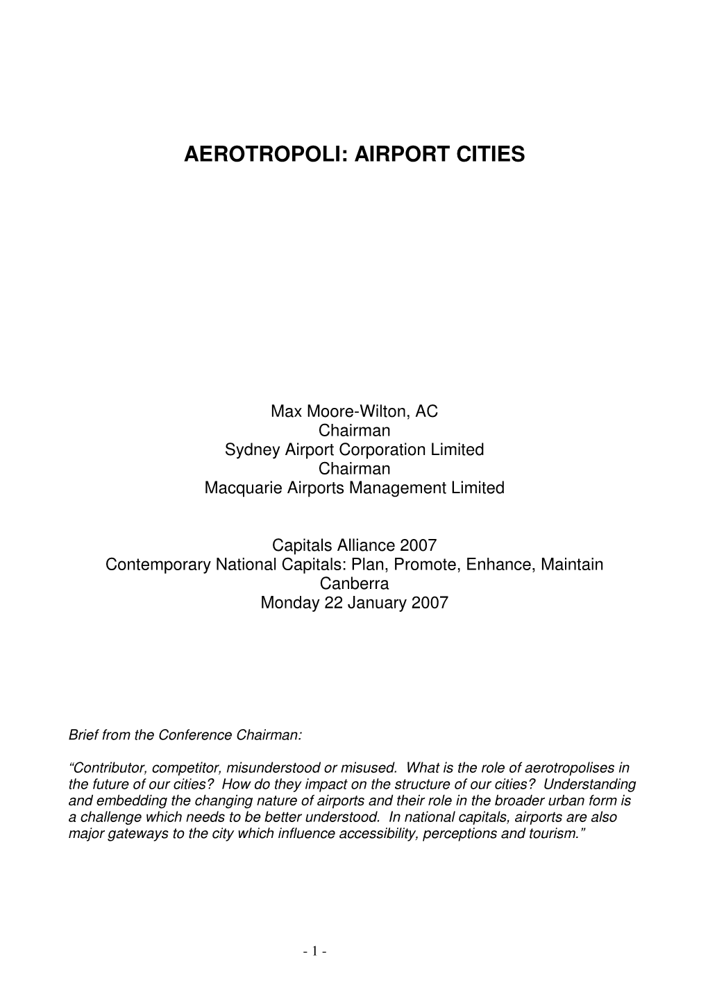 Airport Cities