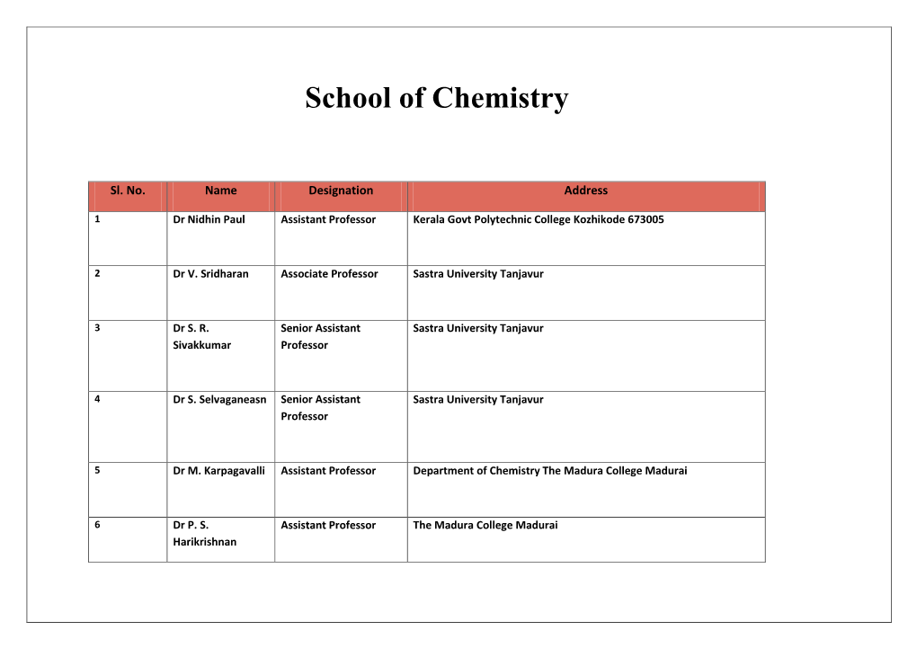 School of Chemistry