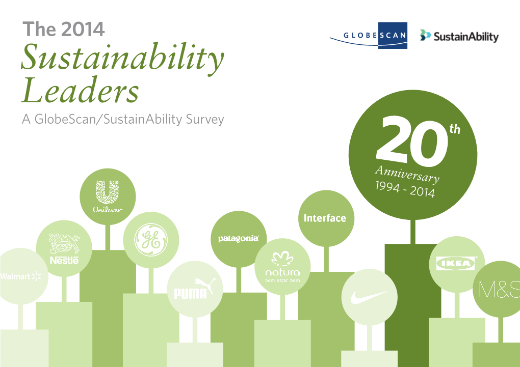 Sustainability Leaders a Globescan/Sustainability Survey 20 Th Anniversary