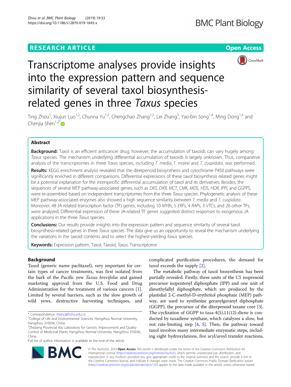 Transcriptome Analyses Provide Insights Into the Expression Pattern