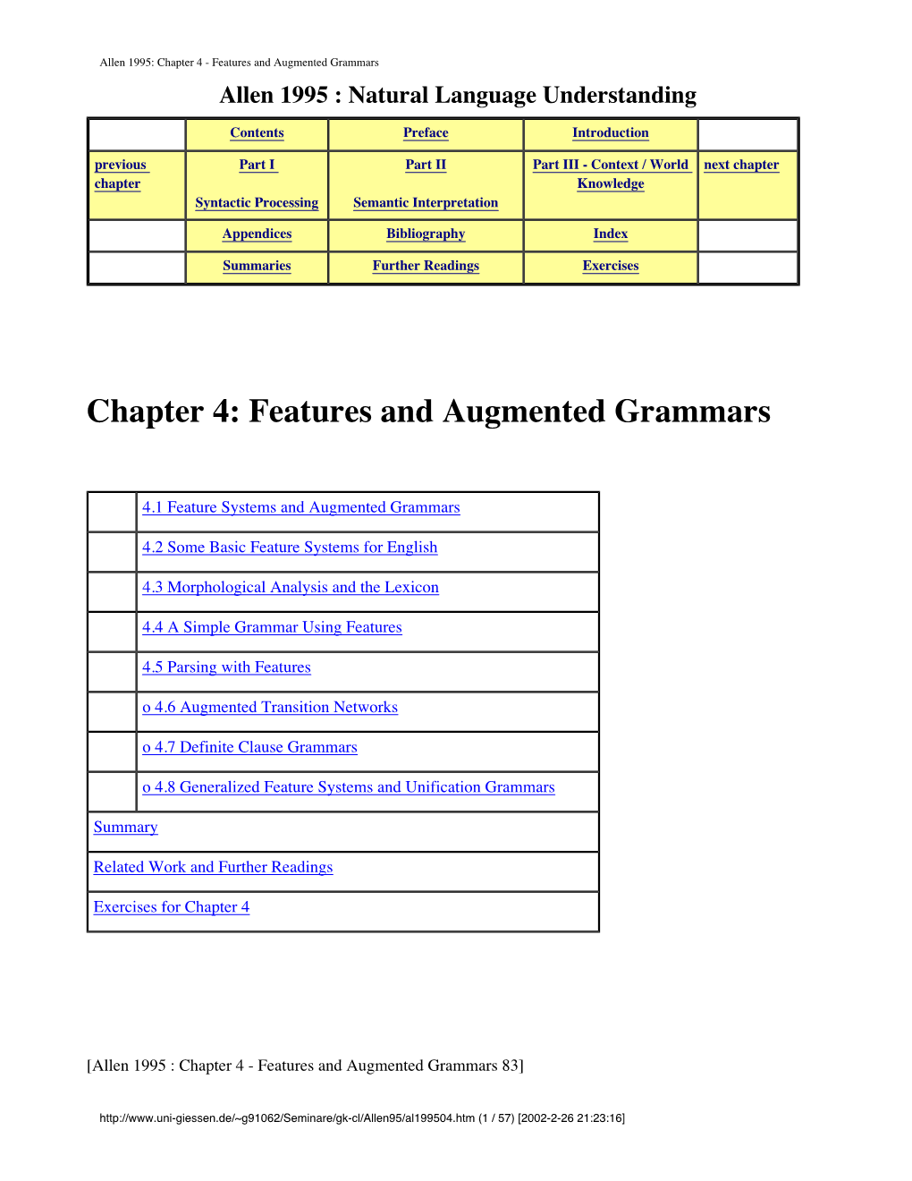 Chapter 4: Features and Augmented Grammars