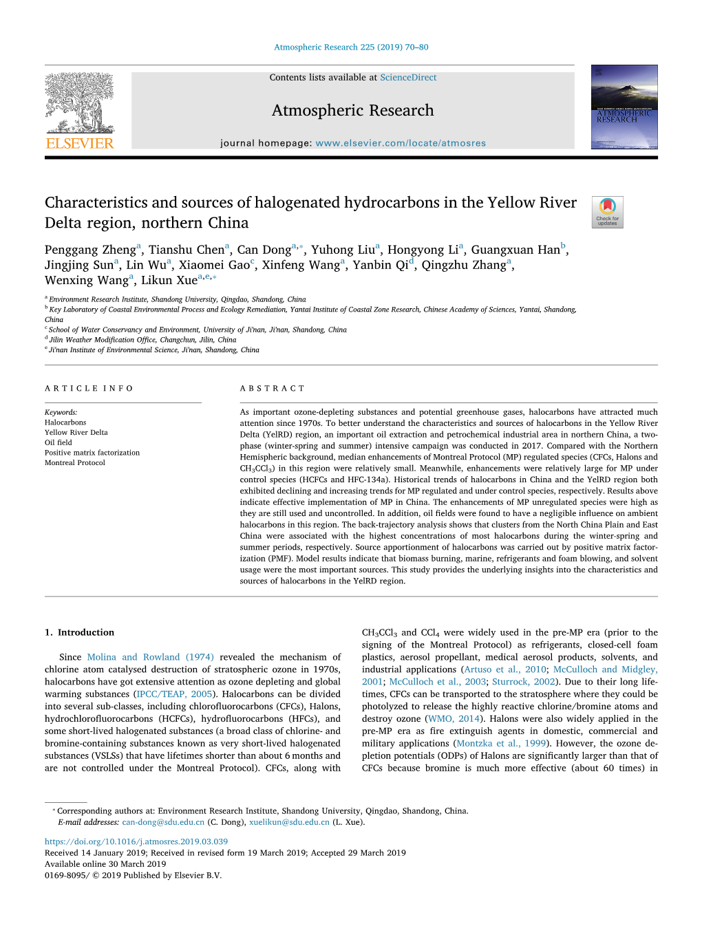 Characteristics and Sources of Halogenated Hydrocarbons in the Yellow River Delta Region, Northern China