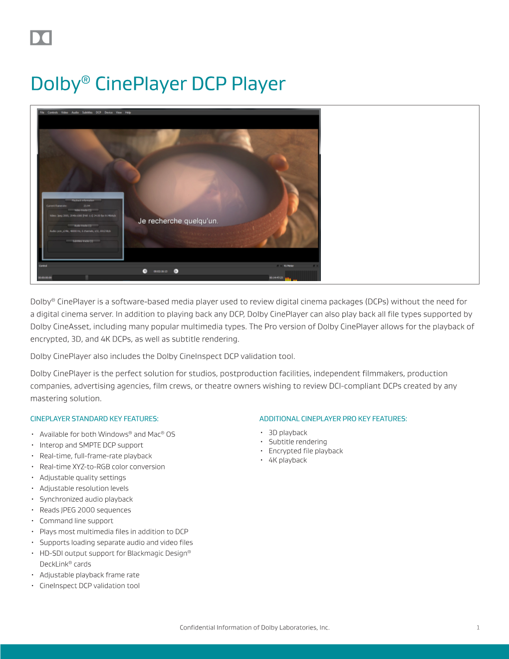 Dolby® Cineplayer DCP Player