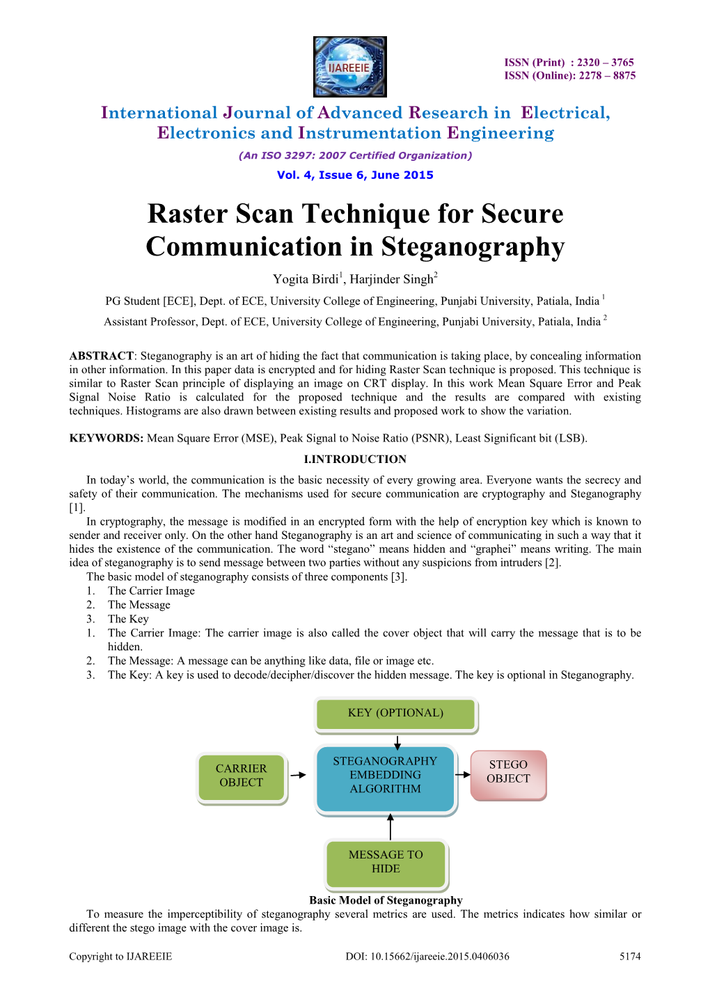 Raster Scan Technique for Secure Communication in Steganography Yogita Birdi1, Harjinder Singh2 PG Student [ECE], Dept