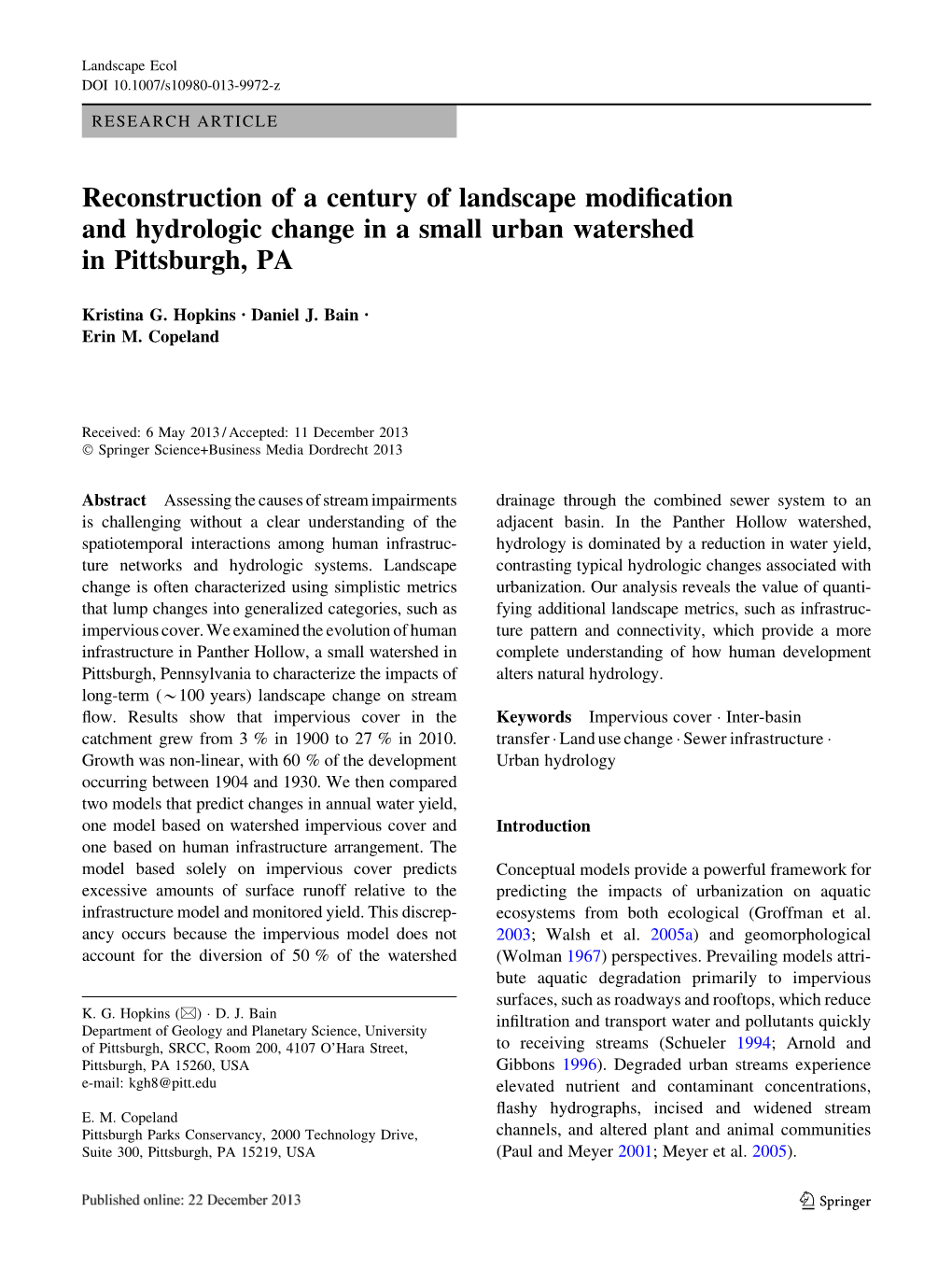 Reconstruction of a Century of Landscape Modification And