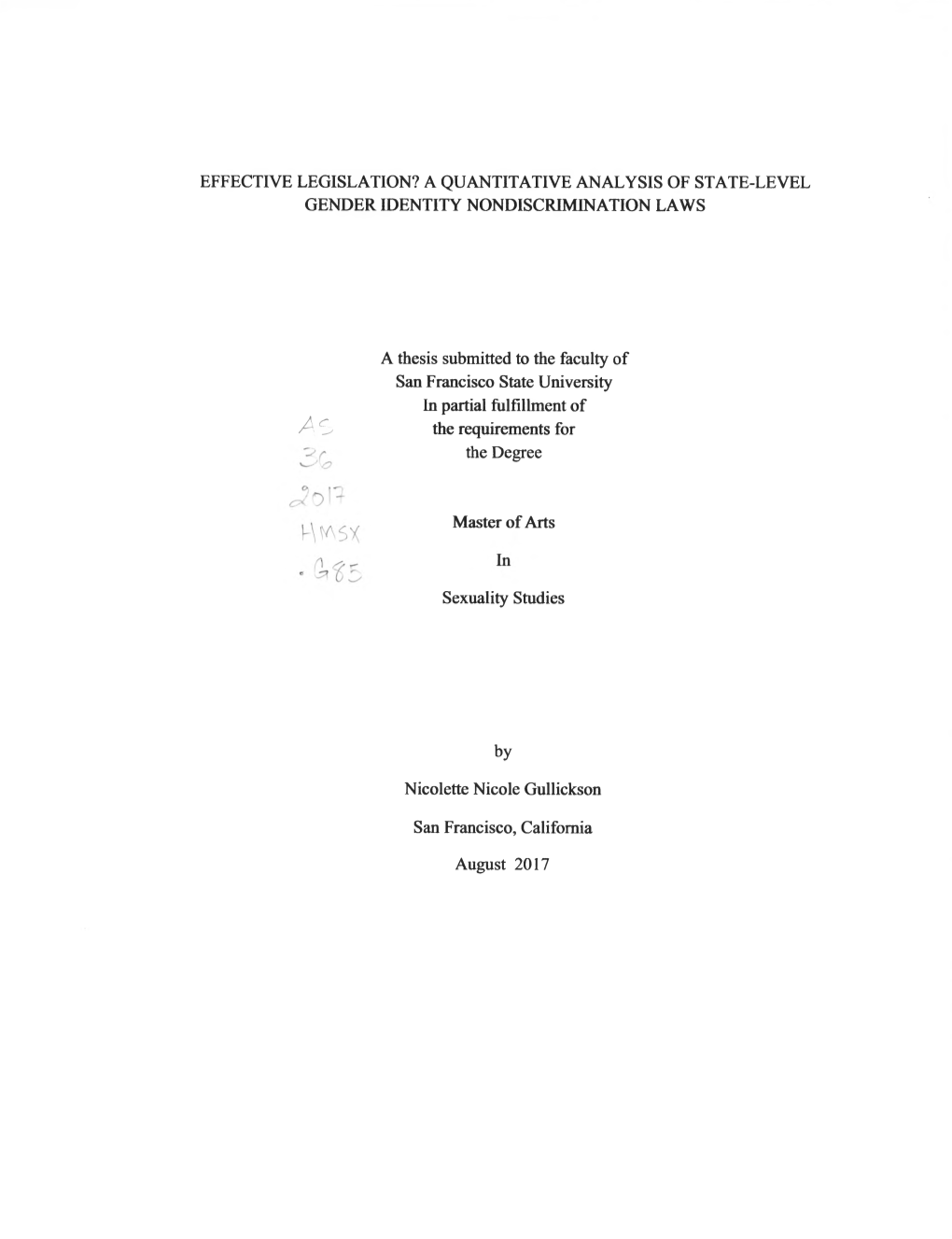 A Quantitative Analysis of State-Level Gender Identity Nondiscrimination Laws