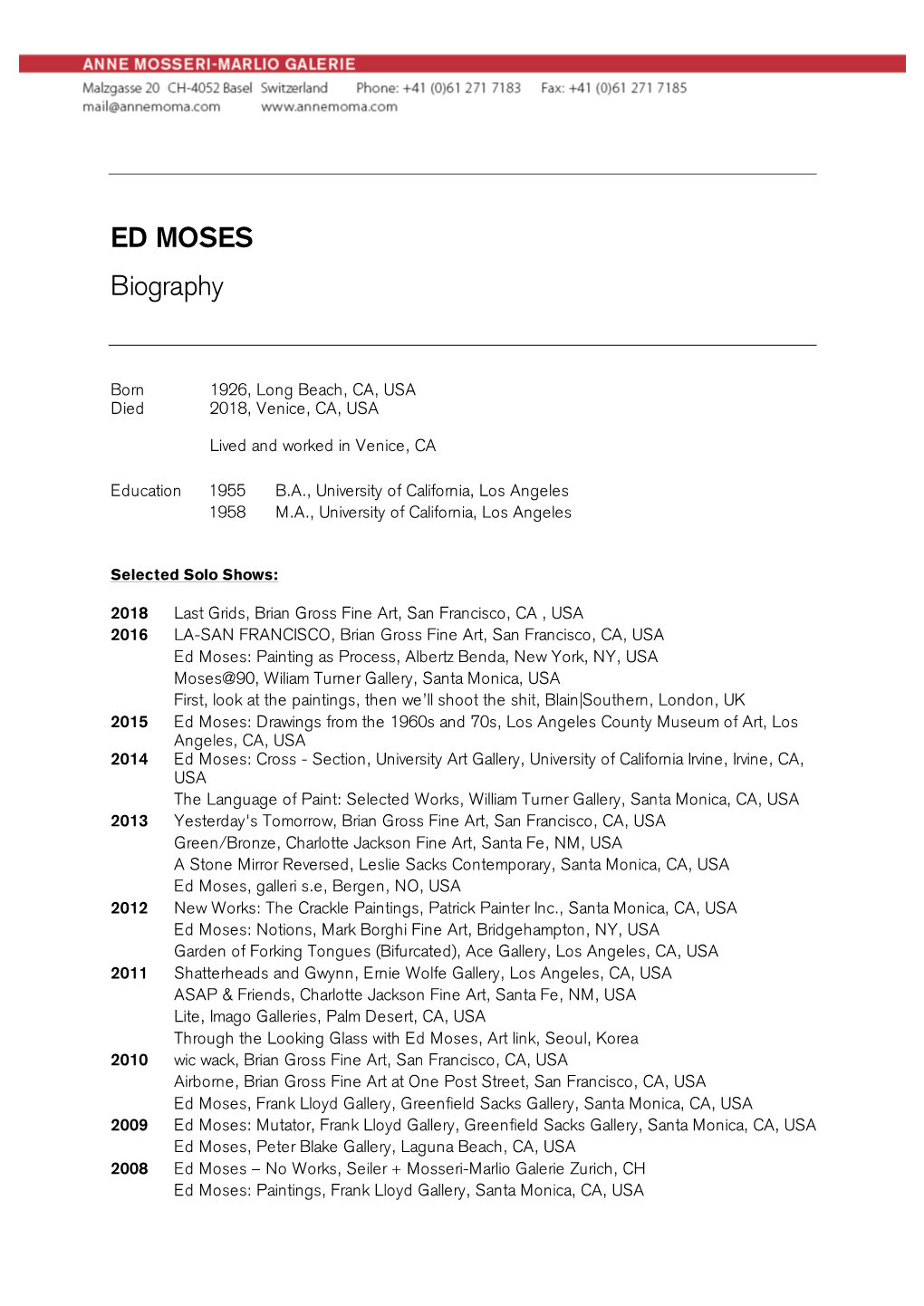 ED MOSES Biography