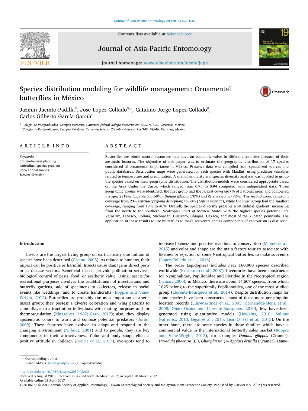 Species Distribution Modeling for Wildlife Management Ornamental Butterflies in México