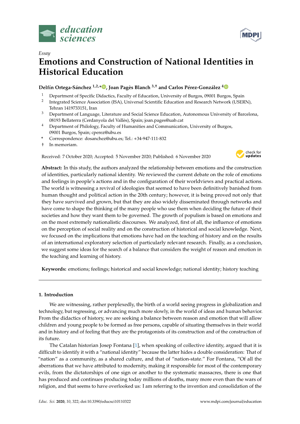 Emotions and Construction of National Identities in Historical Education