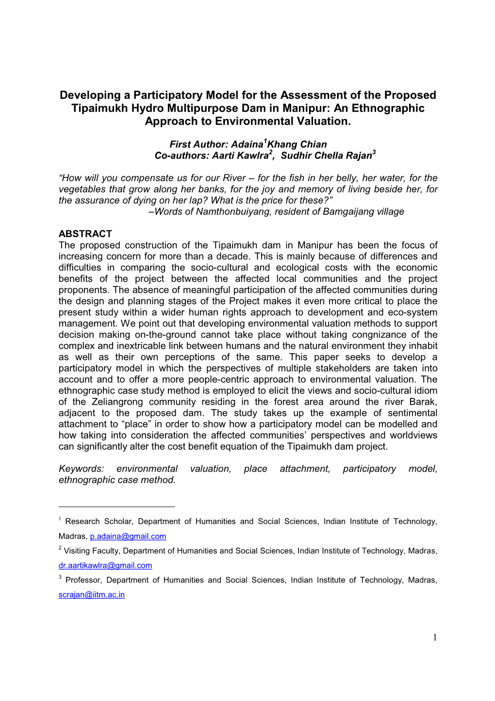 An Ethnographic Approach to Environmental Valuation